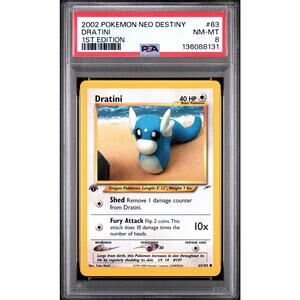 PSA 8 NM-MT Dratini 63/105 Pokémon 2002 Neo Destiny Uncommon Non Holo Card